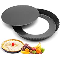 O-Kinee Quiche Tart Pan Antiadherentes- Extraíble Loose Bottom Tart Pie- Round Tart Quiche Pan con Base Desmontable…
